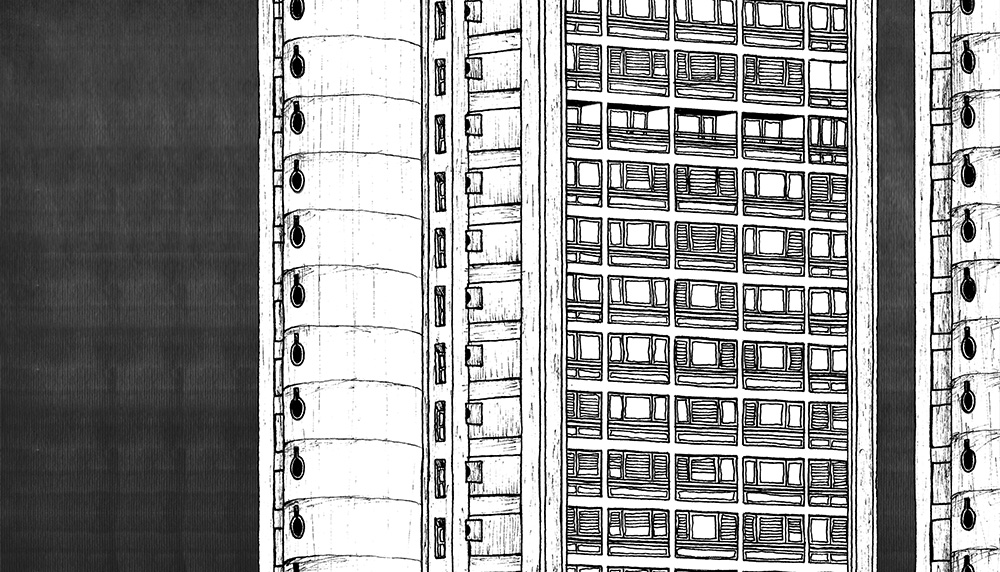 Residential brutalism buildings drawings by Jovana Radujko Brutalizam i Renesansa