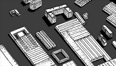 Map of New Belgrade drawings by Jovana Radujko, Brutalizam i Renesansa