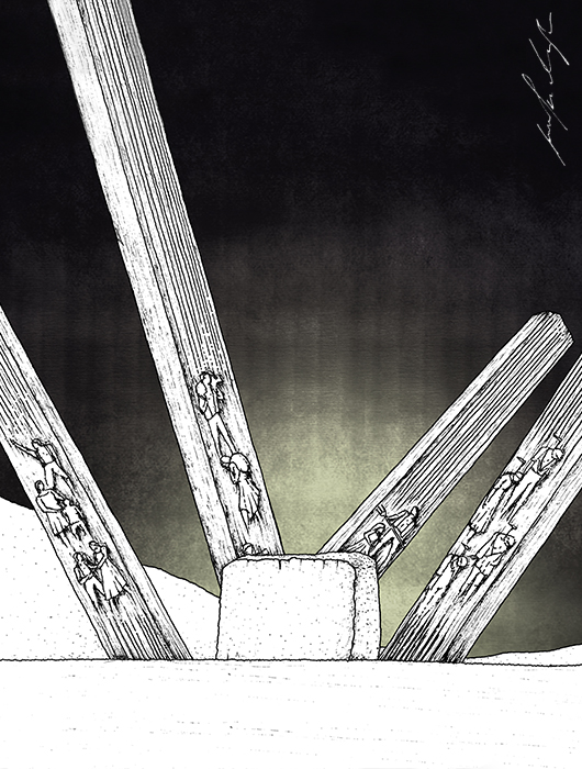 Drvar monument — hand-drawn illustration by Jovana Radujko
