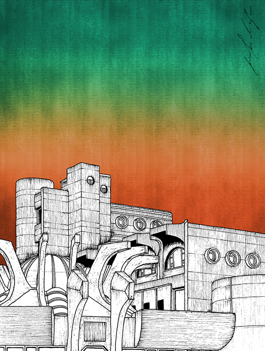 Pošta, Skopje — hand-drawn illustration by Jovana Radujko