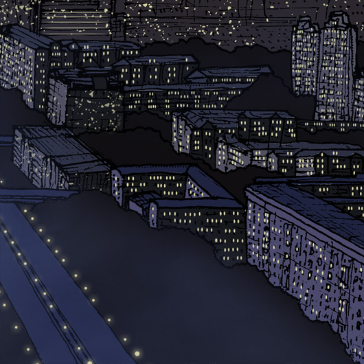 360 view from Western city Gate Belgrade drawing by Jovana Radujko